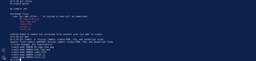 تنفيذ أوّل commit في تاريخ المشروع.