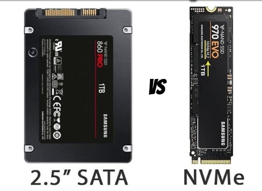 مقارنة بين قرص SATA مقاس 2.5 بوصة وقرص NVMe M.2.