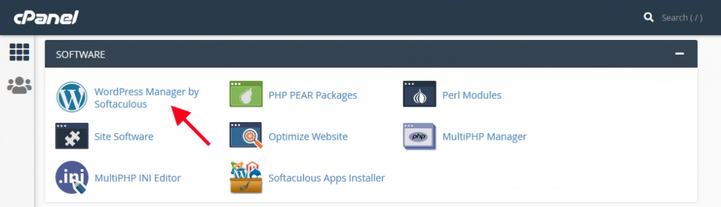 مدير ووردبريس Softaculous في cPanel.