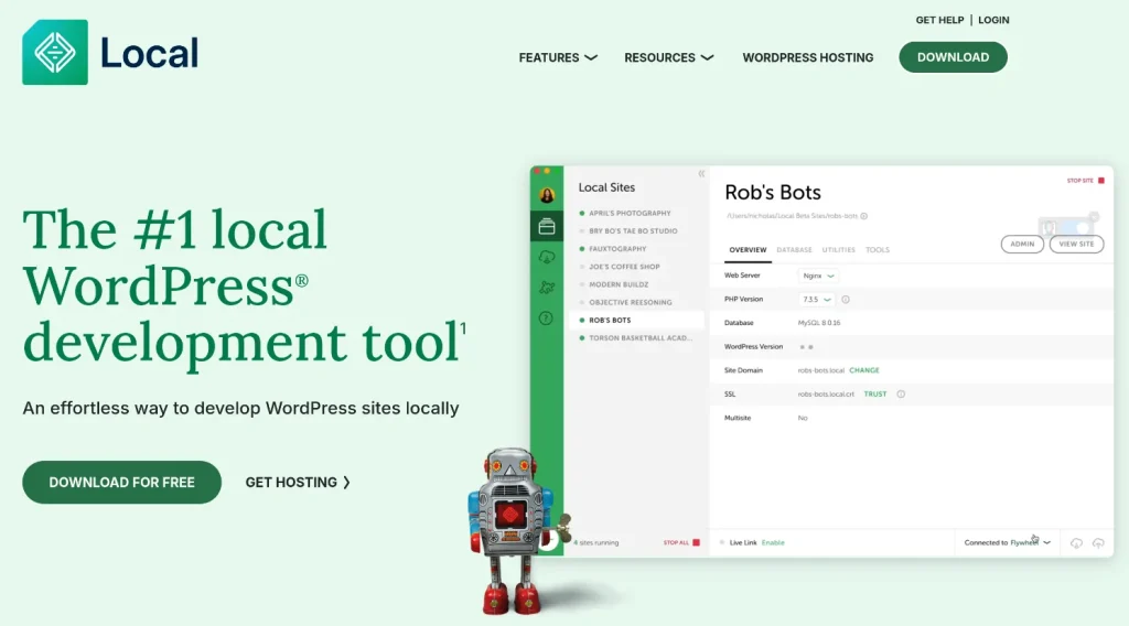 أداة LocalWP لتطوير ووردبريس محليًّا.