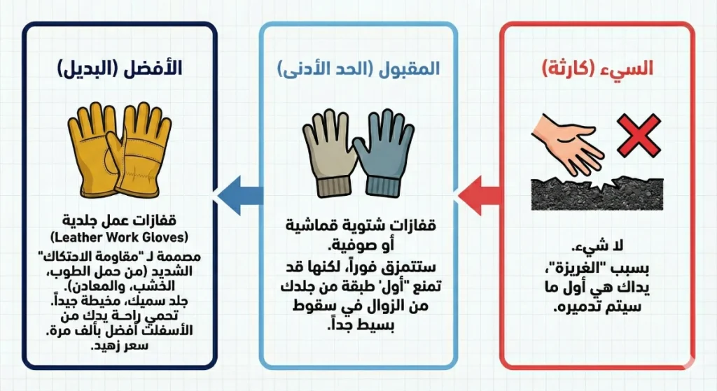 بديل القفازات الواقعي: قفازات عمل جلدية سميكة