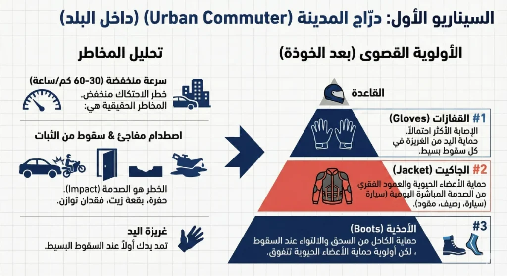 درّاج مدينة على سرعة منخفضة بين السيارات