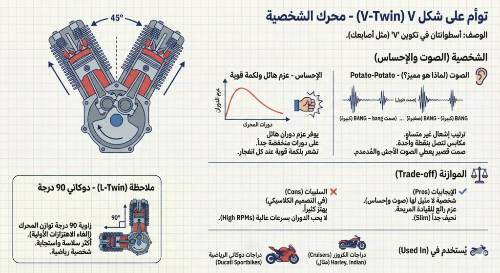 محرك V-Twin بأسطوانتين على شكل حرف V