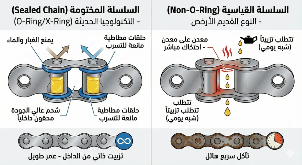 مقارنة بين السلسلة المختومة O-Ring والسلسلة القياسية
