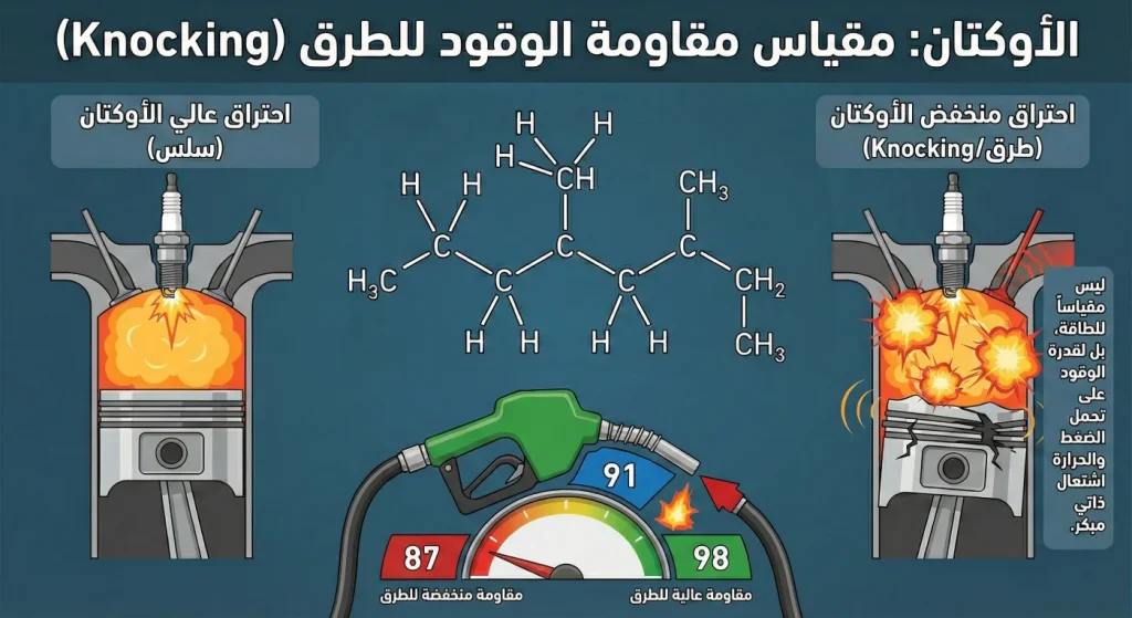 معنى رقم الأوكتان: مقاومة الوقود للاشتعال الذاتي تحت الضغط