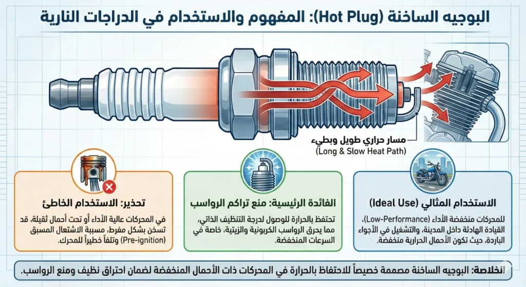 البوجية الساخنة ذات العازل الطويل للمحركات منخفضة الدوران
