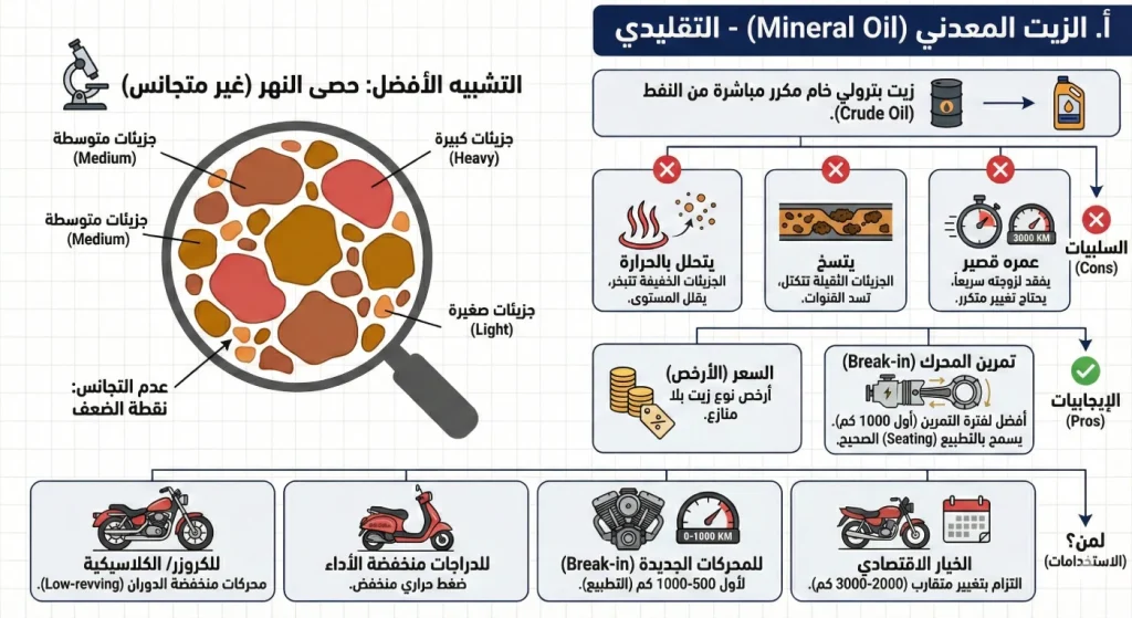خصائص الزيت المعدني: جزيئات غير متجانسة وسعر منخفض