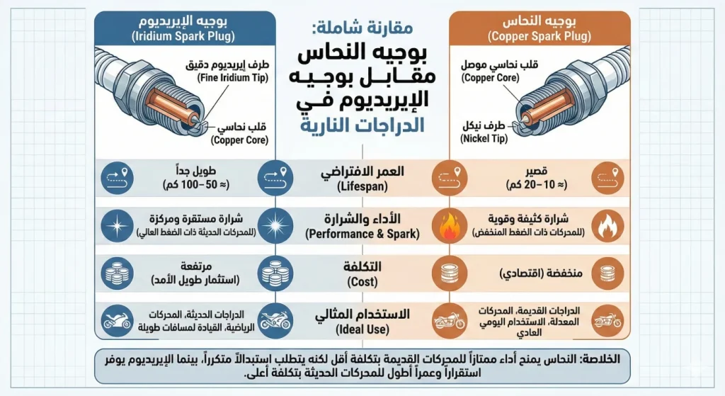 الفرق بين بوجية النحاس وبوجية الإيريديوم