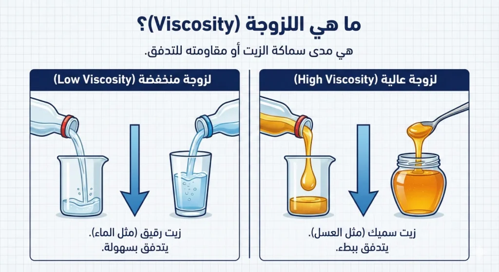 مفهوم اللزوجة: زيت سميك كالعسل مقابل رقيق كالماء