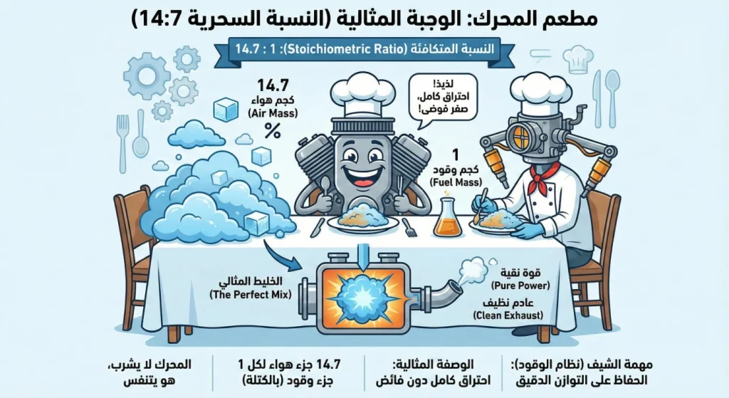 النسبة المتكافئة 14.7 إلى 1 بين الهواء والوقود