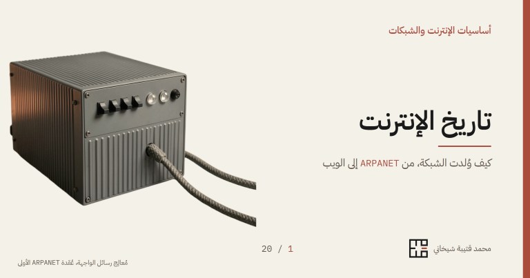 مُعالِج رسائل الواجهة، وهو الحاسوب الذي كان عُقدة ARPANET الأولى: خزانةٌ فولاذية رماديّة مضلّعة الجانب، في مقدّمتها صفٌّ من مفاتيح التبديل ومصباحان، ويخرج منها كبلٌ مجدول.